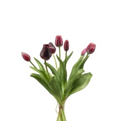BOUQUET TULIPANES X7 BURDEOS 40CM