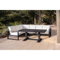 CONJUNTO CORNER BAKU ALUMINIO ANTRACITA 3 PIEZAS CON MESA ELEVABLE