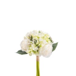 HYDRANGEA ROSE BUNDLE CREMA/VERDE 32CM