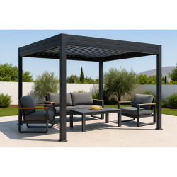 PÉRGOLA BIOCLIMÁTICA ALUMINIO ANTRACITA 3X3
