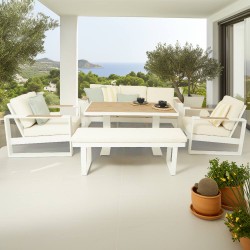 COMEDOR BAKU ALUMINIO BLANCO 5 PIEZAS