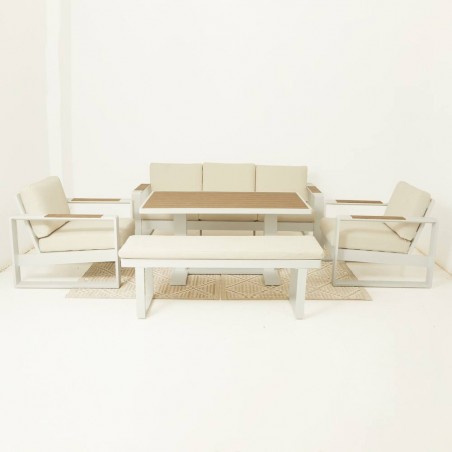 COMEDOR BAKU ALUMINIO BLANCO 5 PIEZAS
