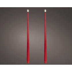 VELA LED EFECTO LLAMA 42.5X2.2CM COLOR ROJO