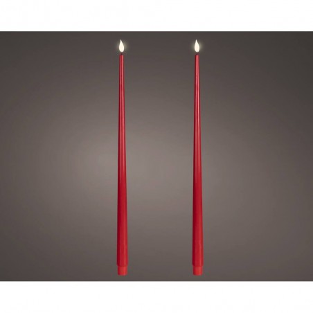 VELA LED EFECTO LLAMA 42.5X2.2CM COLOR ROJO