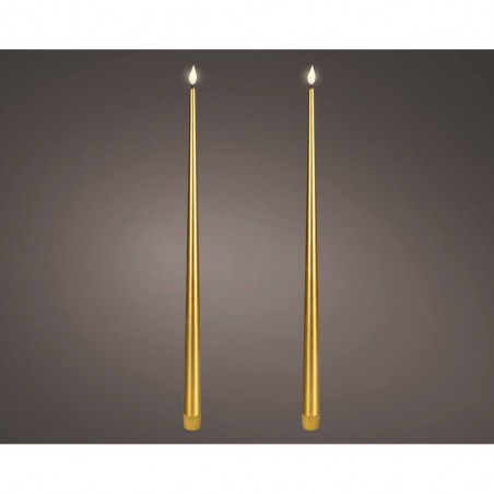 VELA LED EFECTO LLAMA 42.5X2.2CM COLOR DORADO
