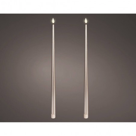 VELA LED EFECTO LLAMA 42.5X2.2CM COLOR GRIS