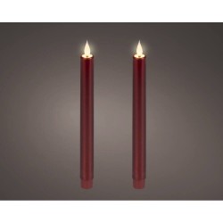 VELA LED EFECTO LLAMA 24X2.2CM COLOR BURDEOS