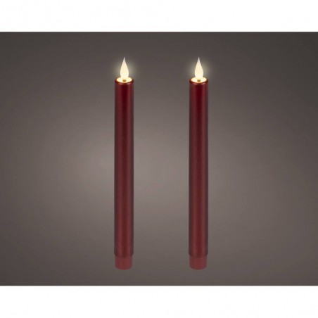 VELA LED EFECTO LLAMA 24X2.2CM COLOR BURDEOS