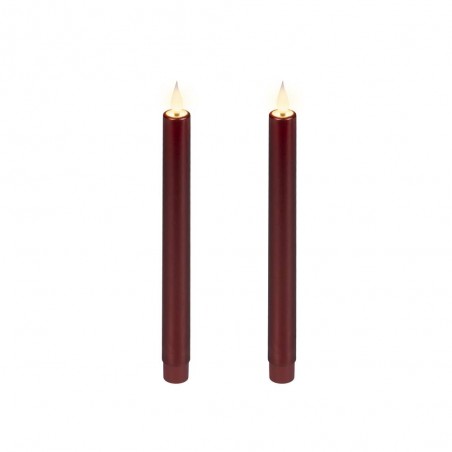 VELA LED EFECTO LLAMA 24X2.2CM COLOR BURDEOS