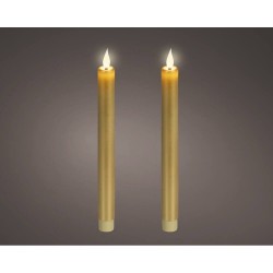 VELA LED EFECTO LLAMA 24X2.2CM COLOR ORO