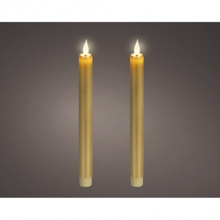 VELA LED EFECTO LLAMA 24X2.2CM COLOR ORO