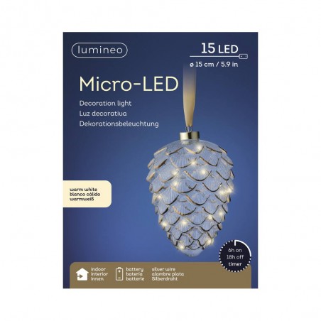 PIÑA MIRCO LED CRISTAL-ORO D16CM-15L