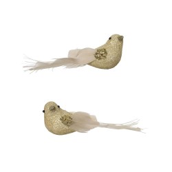 PAJARO BLANCO DORADO CLIP 2 SURTIDOS H4CM