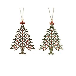 ARBOL STRASS ROJO-VERDE 20CM