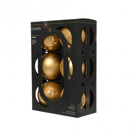 CAJA 6 BOLAS CRISTAL CARAMELO MATE-BRILLO D8CM