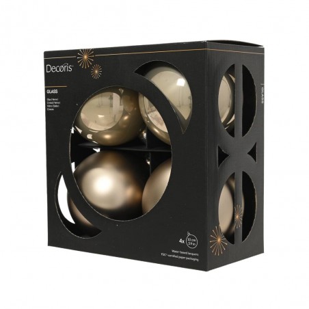 SET X 4 BOLAS CRISTAL PERLA AHUMADA D10CM