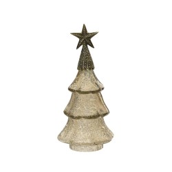 ADORNO CRISTAL ABETO ESTRELLA DORADA DIA14-H30CM
