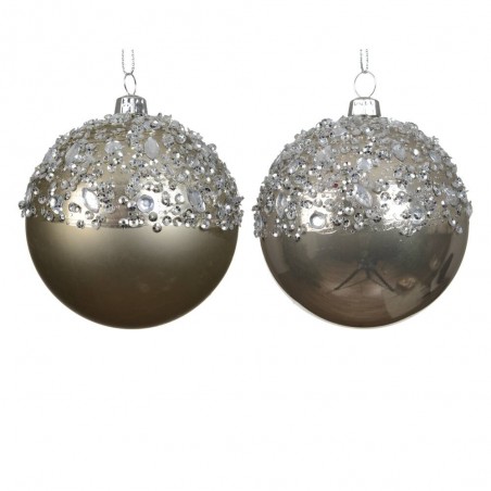 BOLA PLÁSTICO PLATA ESCARCHA 8CM