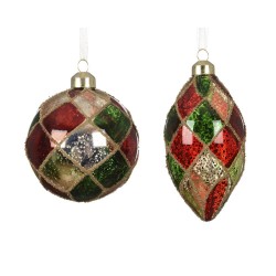 COLGANTE CRISTAL ANTIQUE ROJO VERDE D8CM