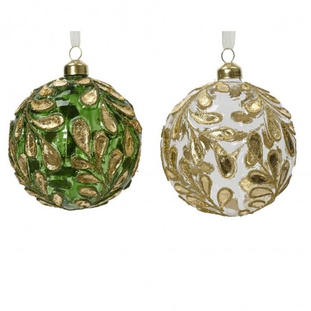 BOLA CRISTAL HOJAS ORO D10CM