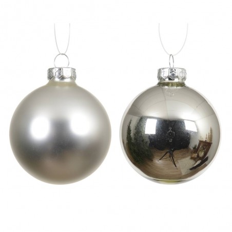 SET X 6 BOLAS CRISTAL PLATA MATE-BRILLO D8CM