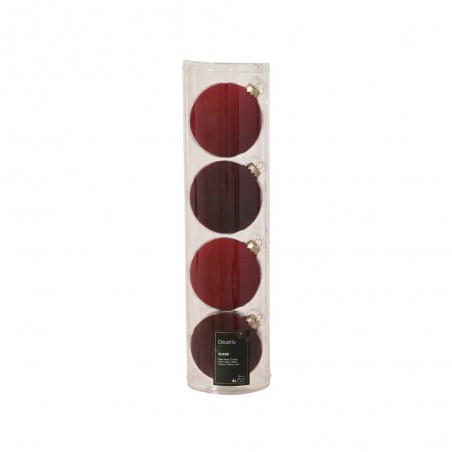 CAJA BOLA CRISTAL X4 VELVET ROJO-BURDEOS D10CM