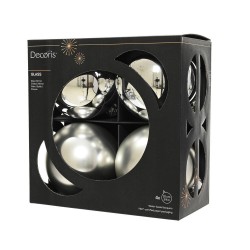 SET X 4 BOLAS CRISTAL PLATA MATE-BRILLO D10CM