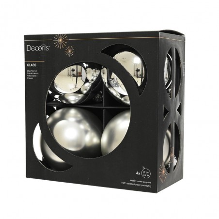 SET X 4 BOLAS CRISTAL PLATA MATE-BRILLO D10CM