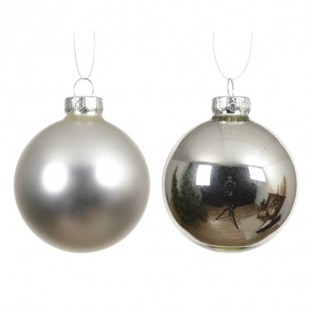 SET X 4 BOLAS CRISTAL PLATA MATE-BRILLO D10CM