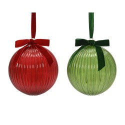 BOLA CRISTAL LAZO ROJO-VERDE D19CM