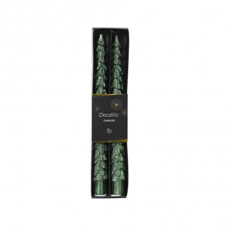 SET X2 VELA CANDELABRO LABRADO VERDE