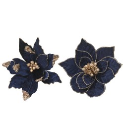 POINSETIA CLIP VELVET AZUL 3 SURTIDOS D29CM