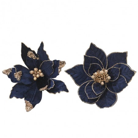 POINSETIA CLIP VELVET AZUL 3 SURTIDOS D29CM