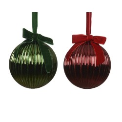 BOLA CRISTAL LAZO ROJO-VERDE D14CM