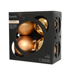 CAJA BOLAS PLÁSTICO X4 BRANDY MATE-BRILLO 10CM