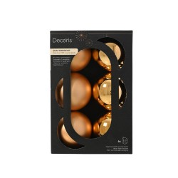 CAJA BOLAS PLÁSTICO X6 BRANDY MATE-BRILLO 8CM