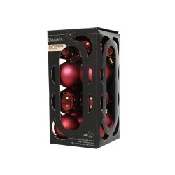 CAJA 16 BOLAS CRISTAL BURDEOS MATE-BRILLO D4CM