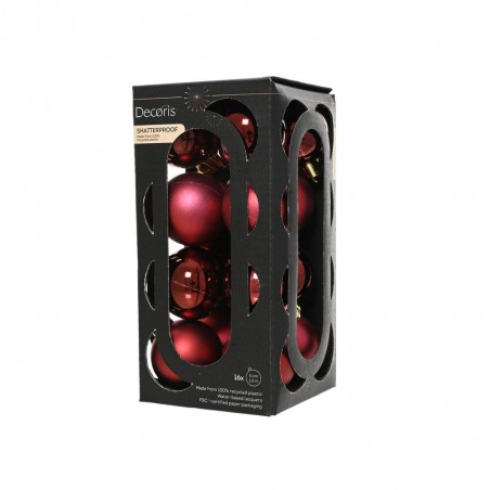 CAJA 16 BOLAS CRISTAL BURDEOS MATE-BRILLO D4CM