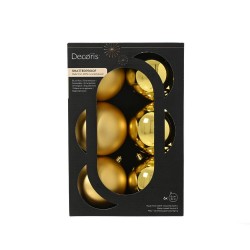 CAJA 6 BOLAS CRISTAL 8CM ORO MATE-BRILLO