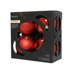 CAJA 4 BOLAS 10CM ROJO MATE-BRILLO