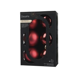 CAJA 6 BOLAS 8CM BURDEOS MATE-BRILLO
