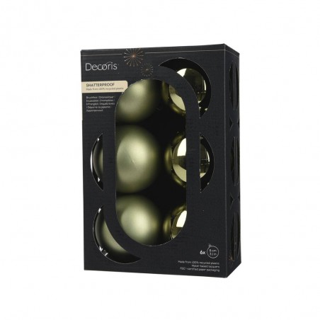 CAJA 6 BOLAS 8CM VERDE ROMERO MATE-BRILLO