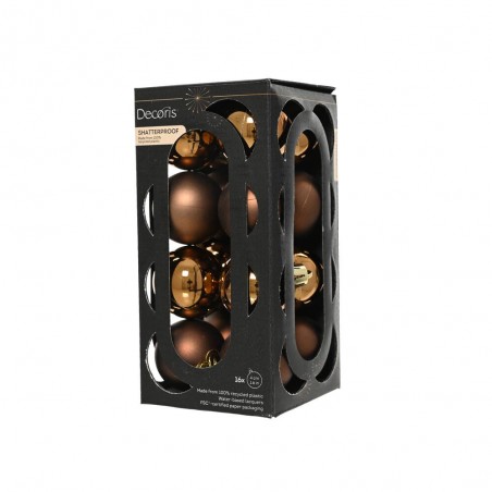 CAJA 16 BOLAS CRISTAL MARRÓN MATE-BRILLO D4CM