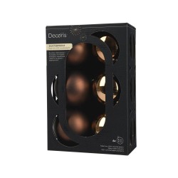 CAJA 6 BOLAS PLÁSTICO MARRÓN MATE-BRILLO D8CM