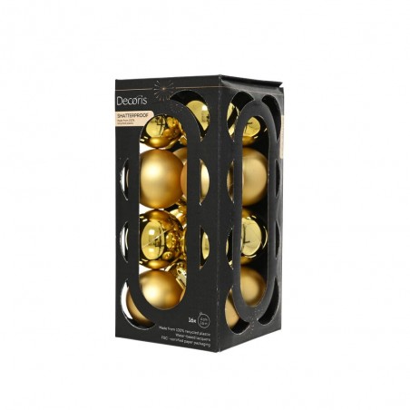 CAJA 16 BOLAS PLÁSTICO ORO MATE-BRILLO D4CM