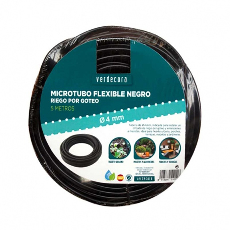 MICROTUBO FLEXIBLE NEGRO 4MMX5M VERDECORA