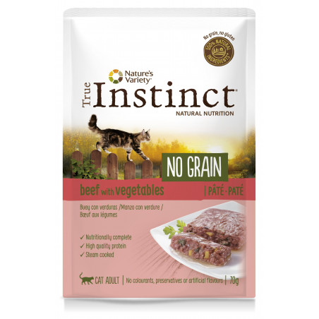 TRUE INSTINCT NO GRAIN GATO PATE BUEY Y VERDURAS 70GR